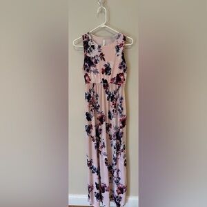 Floral Print Dress in Pink and Purple